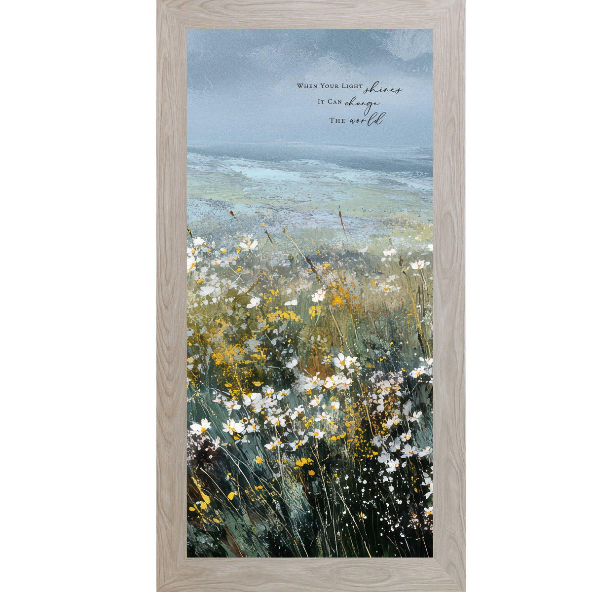 When Your Light Shines – Inspirational Floral Landscape Framed Wall Art, Watercolor Meadow Quote Decor (SB751)