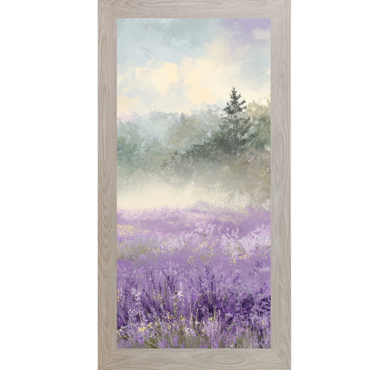 Lavender Field Wall Art – Misty Purple Wildflower Forest Tall Portrait Farmhouse Floral Decor (SB747)