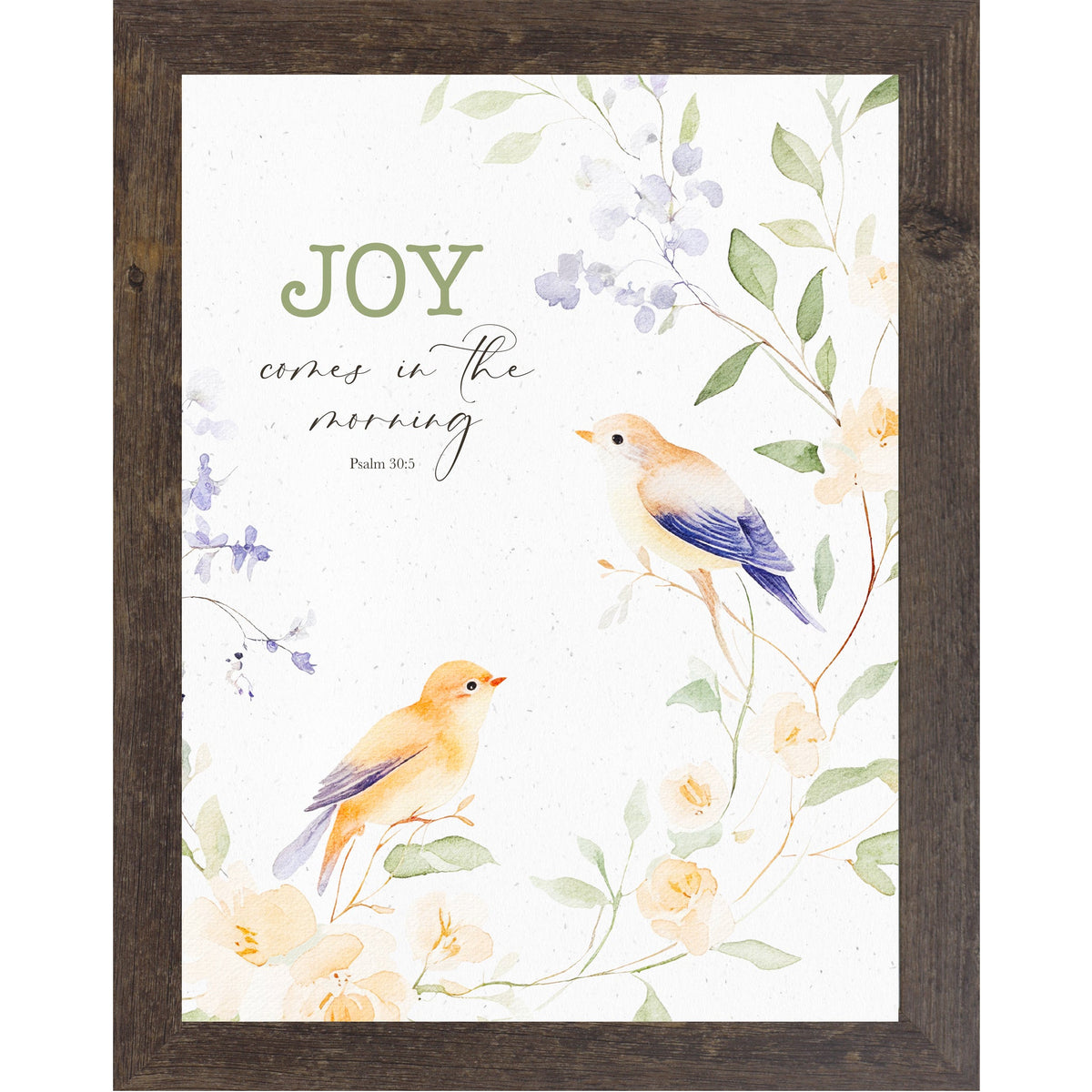 Joy Comes in the Morning Wall Art – Psalm 30:5 Watercolor Birds & Floral Scripture Decor (SB196)