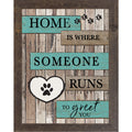 Home Is Where Someone Runs to Greet You Wall Art – Rustic Pallet Wood Pet Decor (SB228)