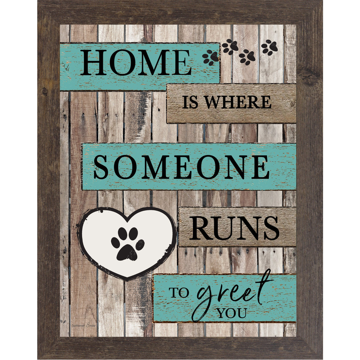 Home Is Where Someone Runs to Greet You Wall Art – Rustic Pallet Wood Pet Decor (SB228)