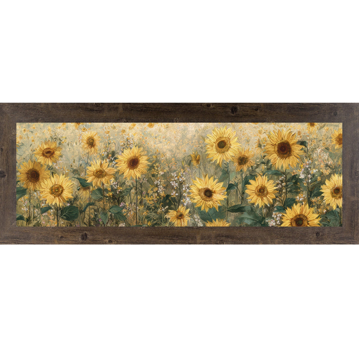 Sunflower Field Wall Art – Golden Botanical Wide Landscape Floral Decor (SB920)