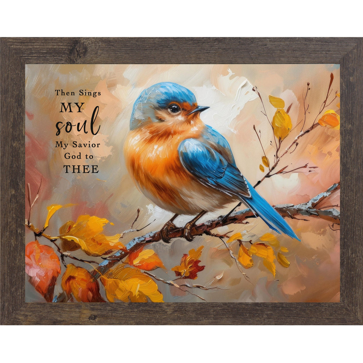 Then Sings My Soul Wall Art – How Great Thou Art Bluebird Autumn Hymn Decor (NS349)