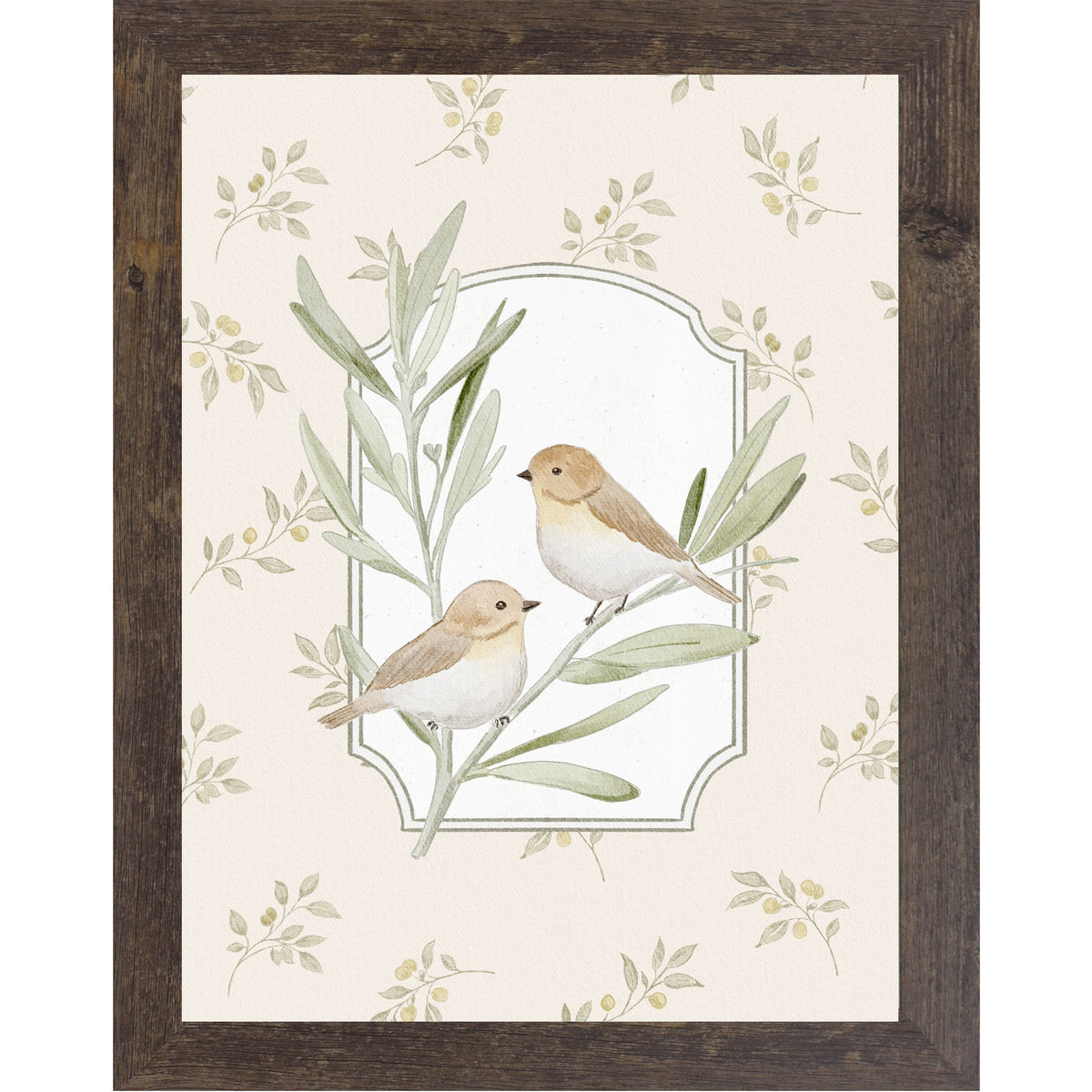Vintage Bird Wall Art – Neutral Botanical Sparrow Decor (SB191)
