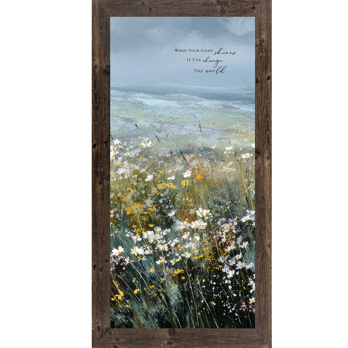 When Your Light Shines – Inspirational Floral Landscape Framed Wall Art, Watercolor Meadow Quote Decor (SB751)