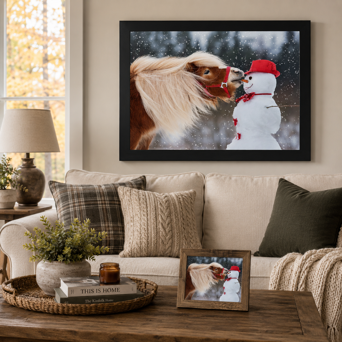 Can't Resist Wall Art – Haflinger Pony Snowman Christmas Humor Equine Framed Decor (SN338)