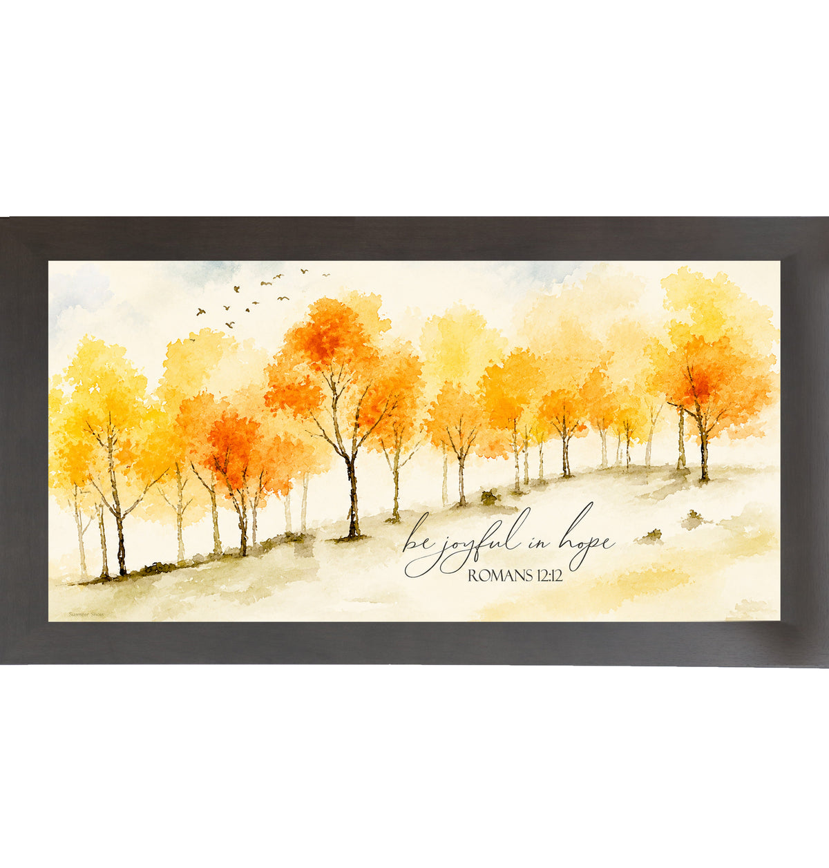 Be Joyful in Hope Wall Art – Romans 12:12 Watercolor Autumn Tree Landscape Decor (SN704)