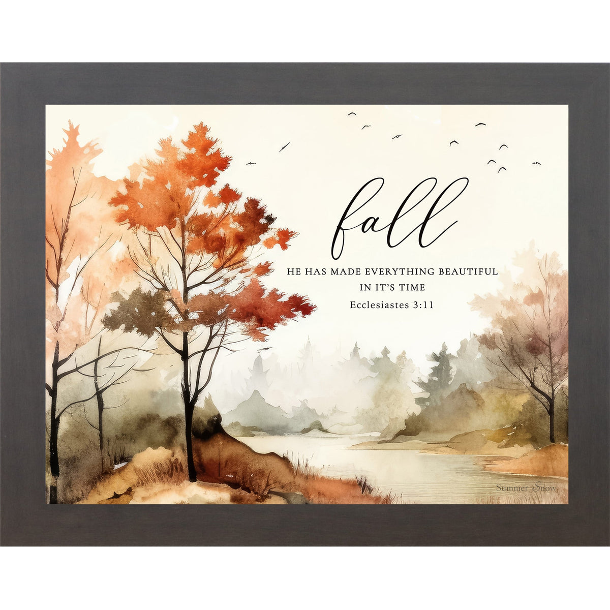 Fall He Has Made Everything Beautiful Wall Art – Ecclesiastes 3:11 Watercolor Autumn Landscape (SB249)