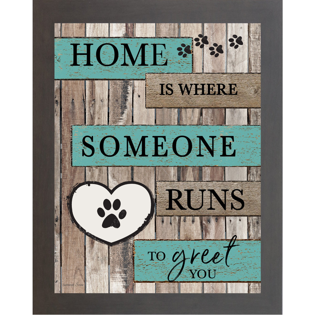 Home Is Where Someone Runs to Greet You Wall Art – Rustic Pallet Wood Pet Decor (SB228)