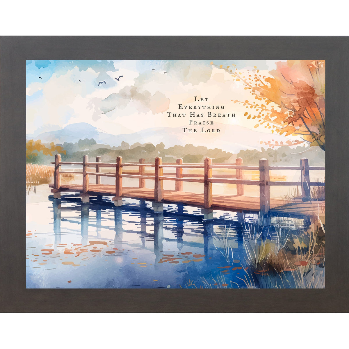 Let Everything That Has Breath Praise The Lord Wall Art – Autumn Pier Landscape Decor (SB243)