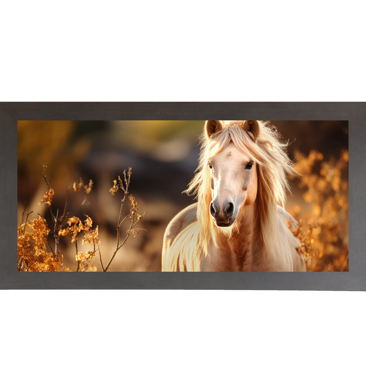Palomino Horse Wall Art – Golden Autumn Wide Landscape Equine Decor (ZS105)