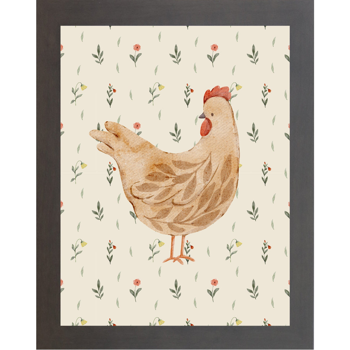 Rustic Farmhouse Hen Wall Art – Watercolor Chicken Portrait Farmhouse Kitchen Art (SB240)