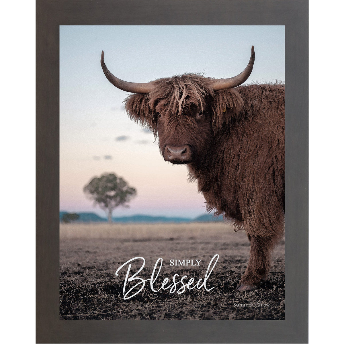Simply Blessed Wall Art – Highland Cow Twilight Portrait Farmhouse Decor (SSW4)