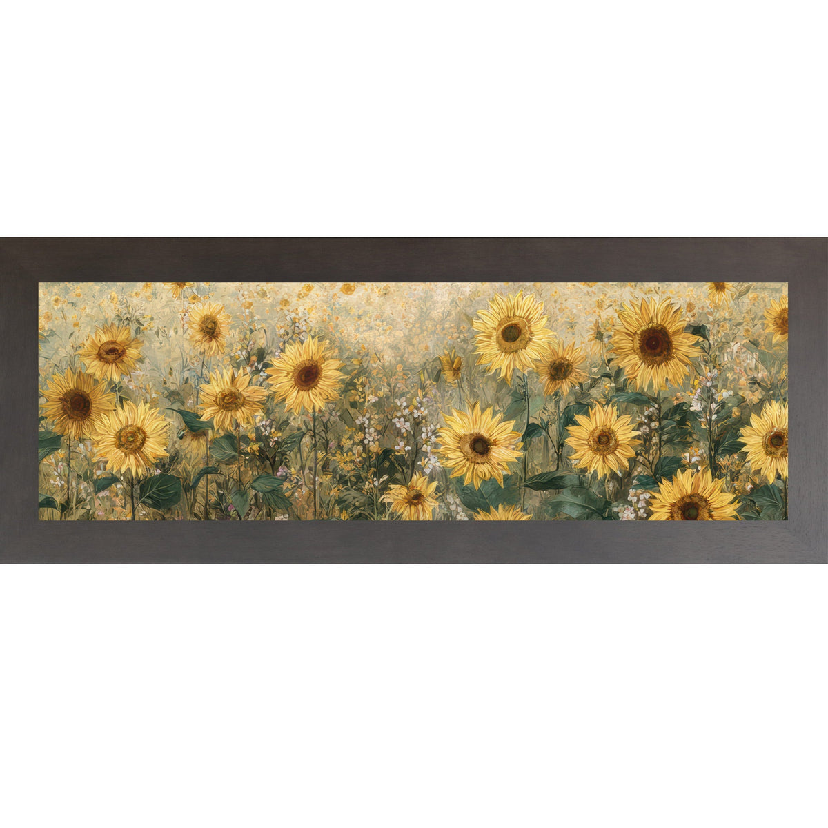 Sunflower Field Wall Art – Golden Botanical Wide Landscape Floral Decor (SB920)