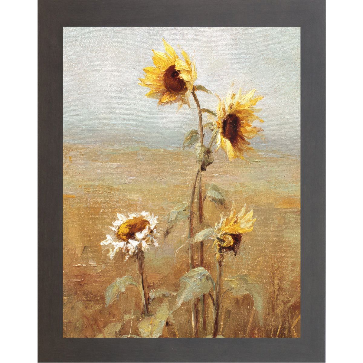 Sunflower Field Wall Art – Oil Painting Style Floral Farmhouse Portrait Decor (SB241)