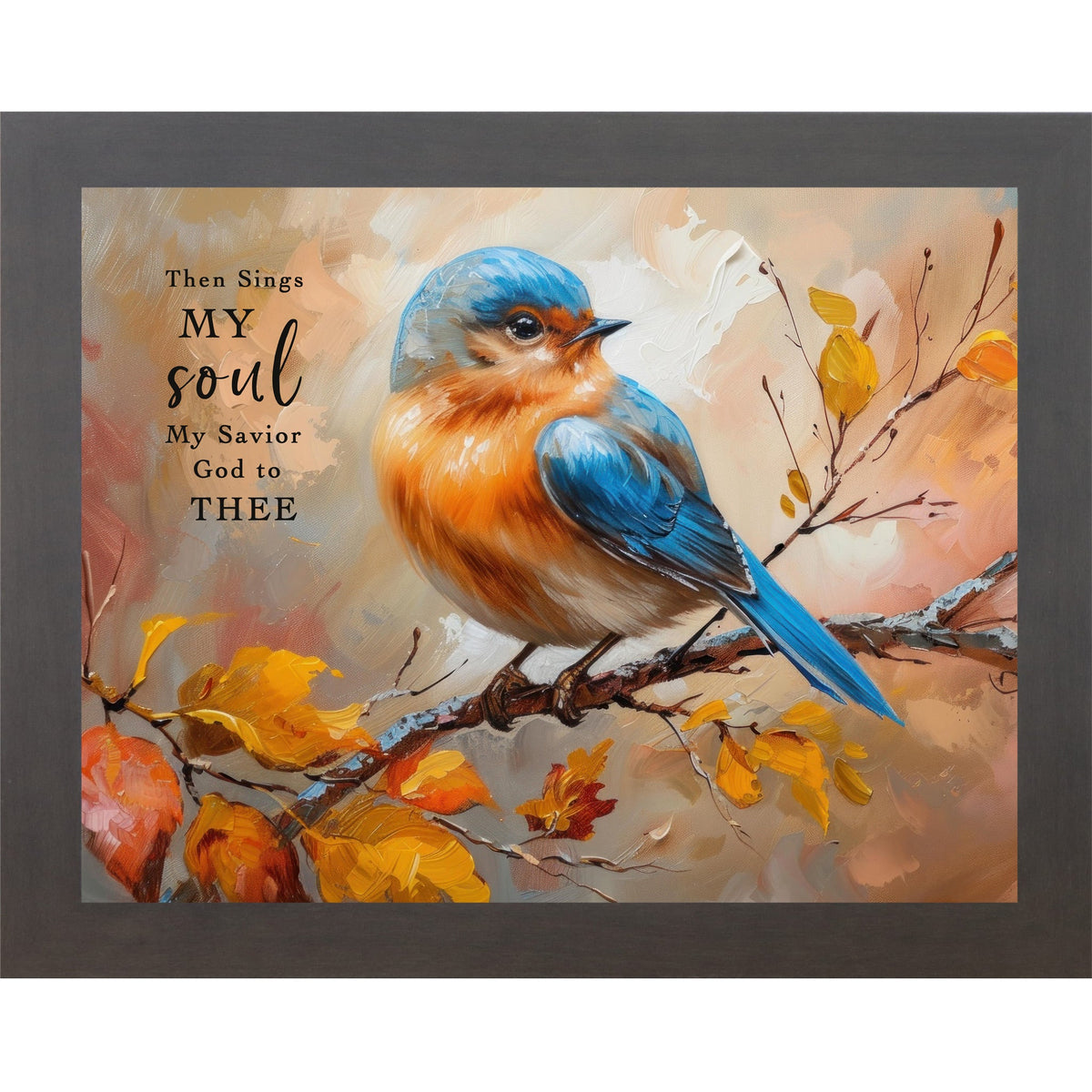 Then Sings My Soul Wall Art – How Great Thou Art Bluebird Autumn Hymn Decor (NS349)