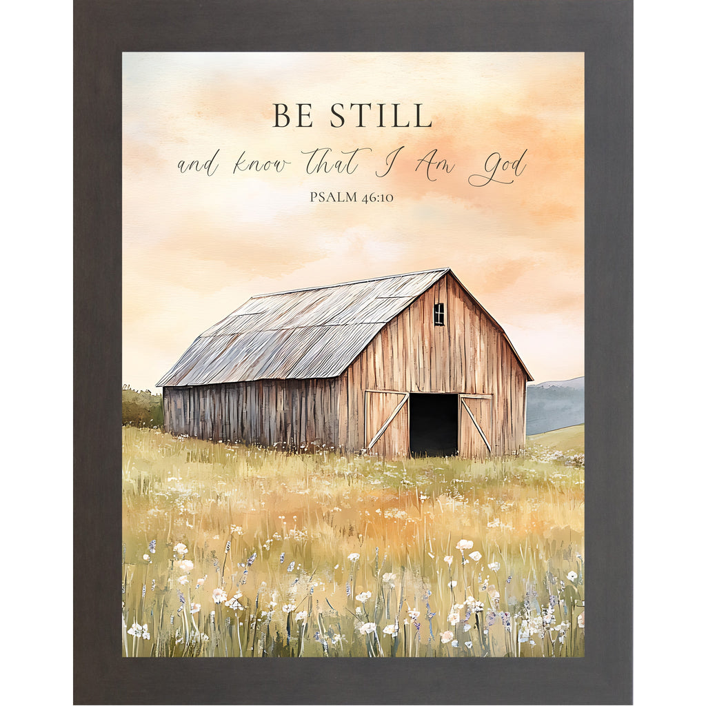 Be Still and Know That I Am God Wall Art – Psalm 46:10 Farmhouse Barn Wildflower Framed Decor (SB255)