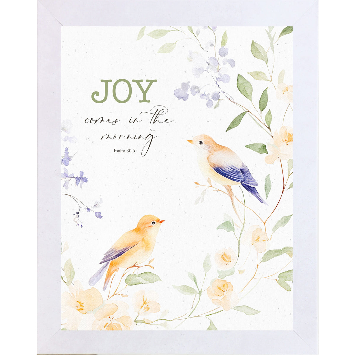 Joy Comes in the Morning Wall Art – Psalm 30:5 Watercolor Birds & Floral Scripture Decor (SB196)