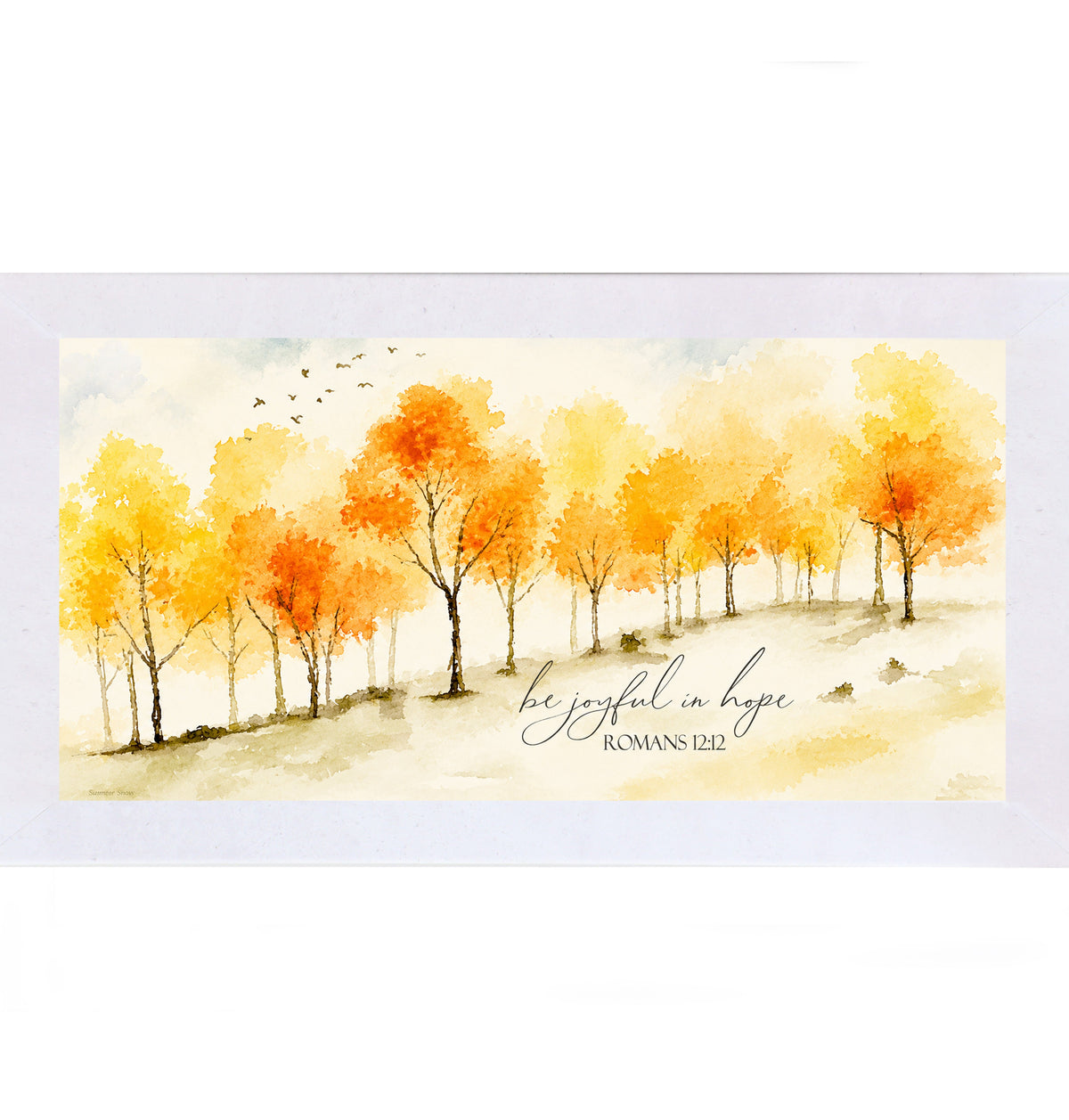 Be Joyful in Hope Wall Art – Romans 12:12 Watercolor Autumn Tree Landscape Decor (SN704)