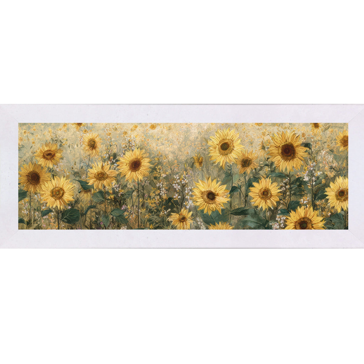 Sunflower Field Wall Art – Golden Botanical Wide Landscape Floral Decor (SB920)