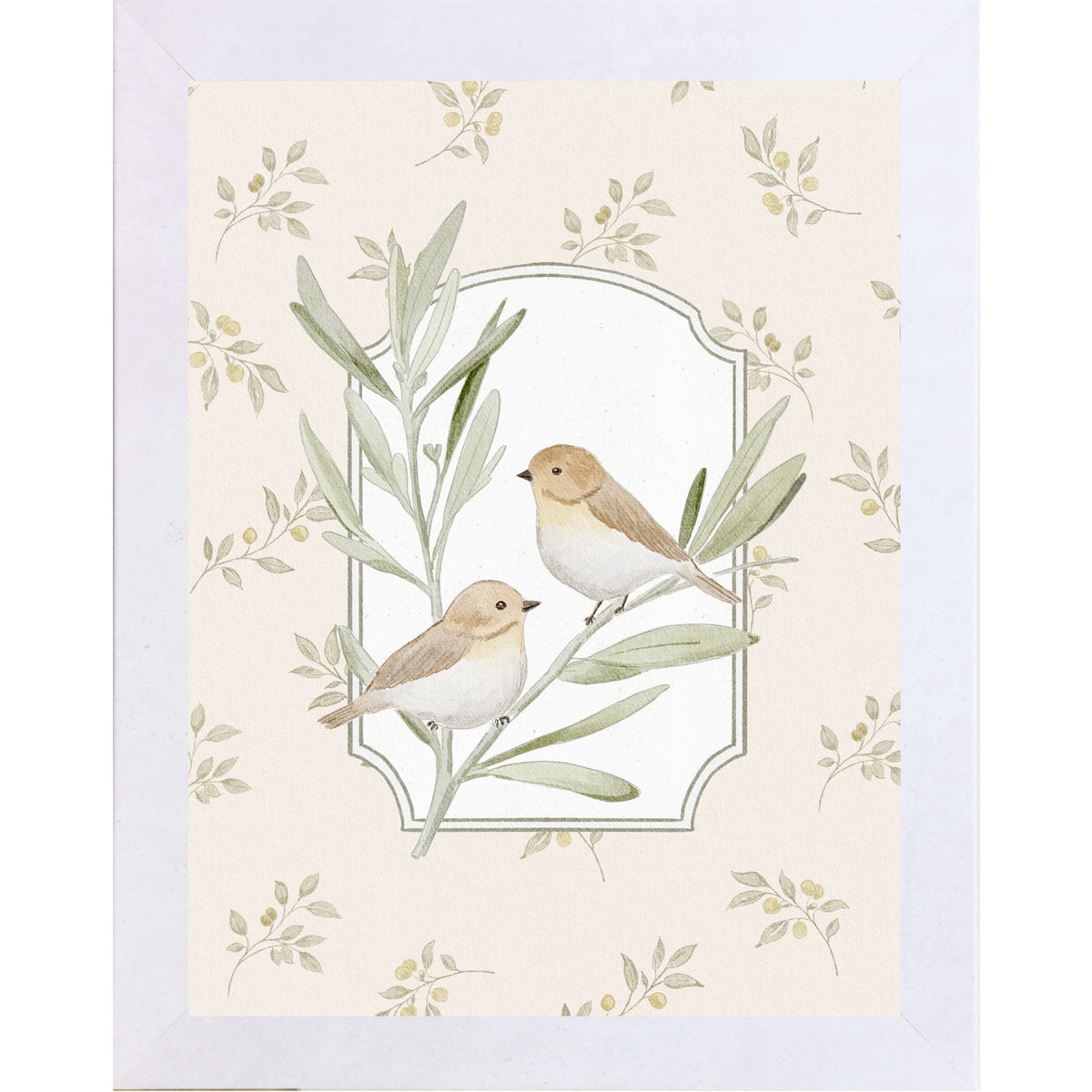 Vintage Bird Wall Art – Neutral Botanical Sparrow Decor (SB191)