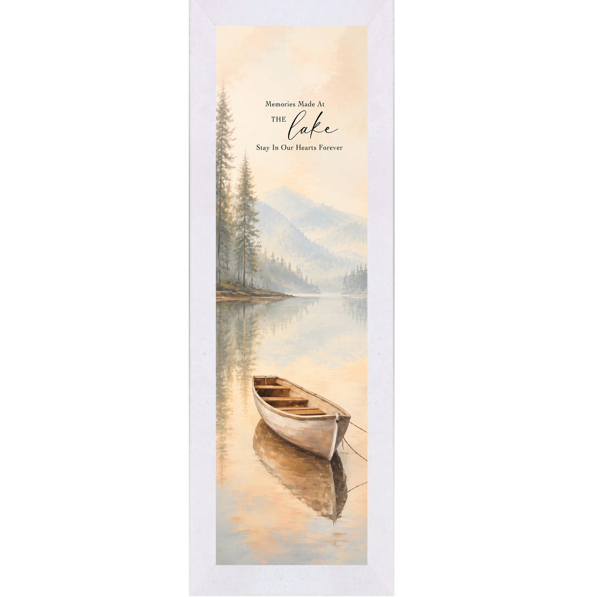 Memories Made At The Lake Wall Art – Watercolor Rowboat Narrow Portrait Lake Decor (SB939)