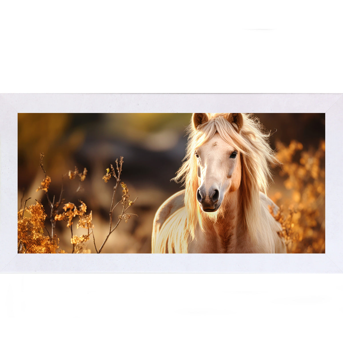 Palomino Horse Wall Art – Golden Autumn Wide Landscape Equine Decor (ZS105)