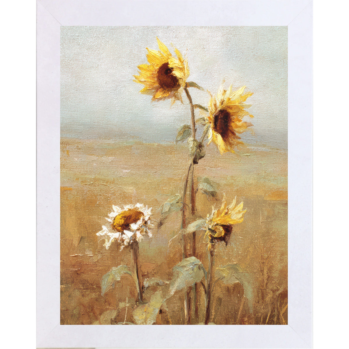 Sunflower Field Wall Art – Oil Painting Style Floral Farmhouse Portrait Decor (SB241)