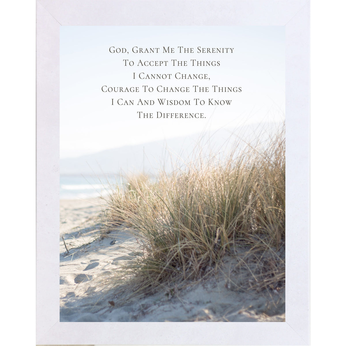 Serenity Prayer Wall Art – Coastal Beach Dune Grass Ocean Scripture Christian Decor (SB222)