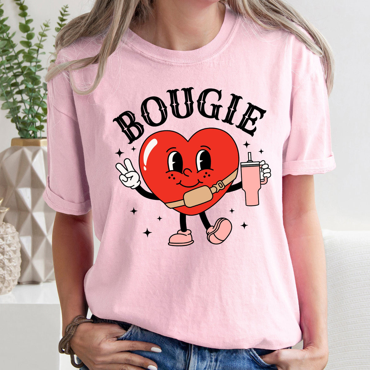 Bougie Heart Boujee Luxe Love Statement For Valentine's Day Inspired Vintage Vibe Edition Comfort Colors Tee
